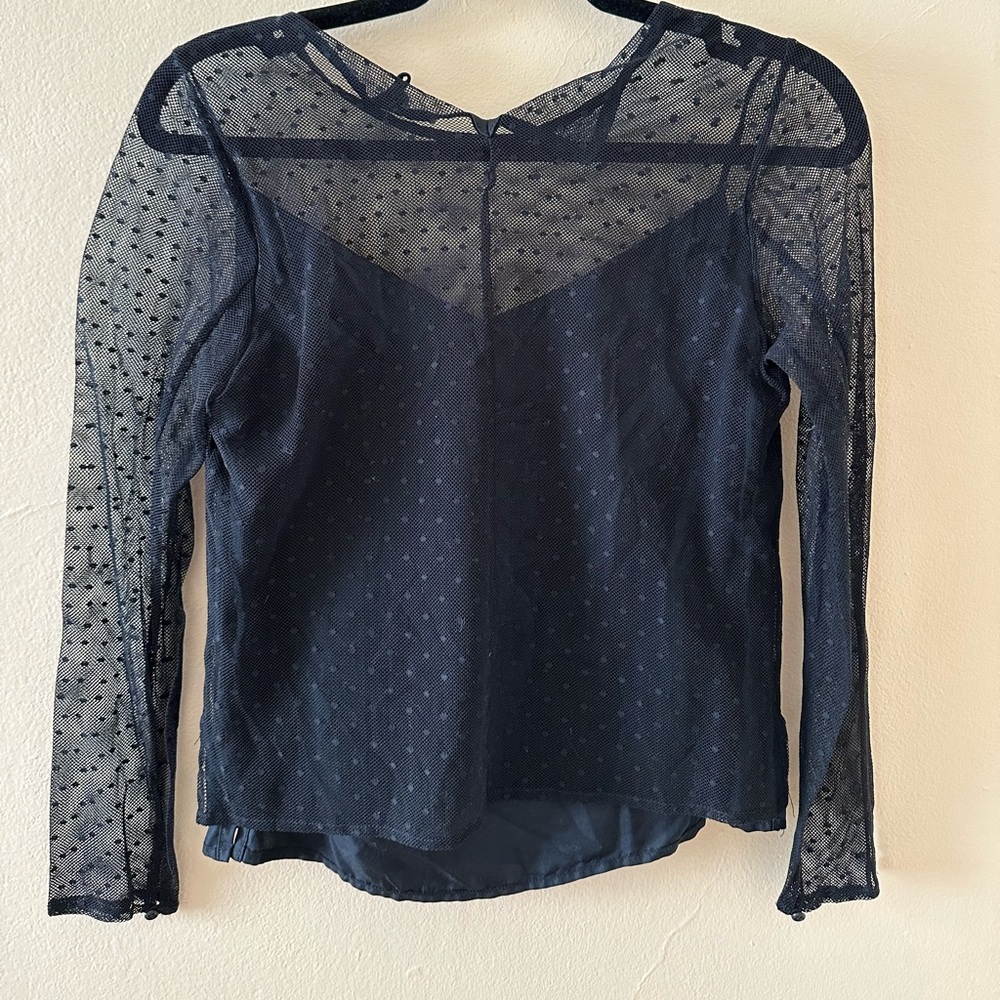 Rag & Bone Black Sheer Long Sleeve Blouse